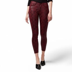 NWOT Sanctuary Social Ankle Skinny Snakeskin High Rise Jeans Maroon Size 33